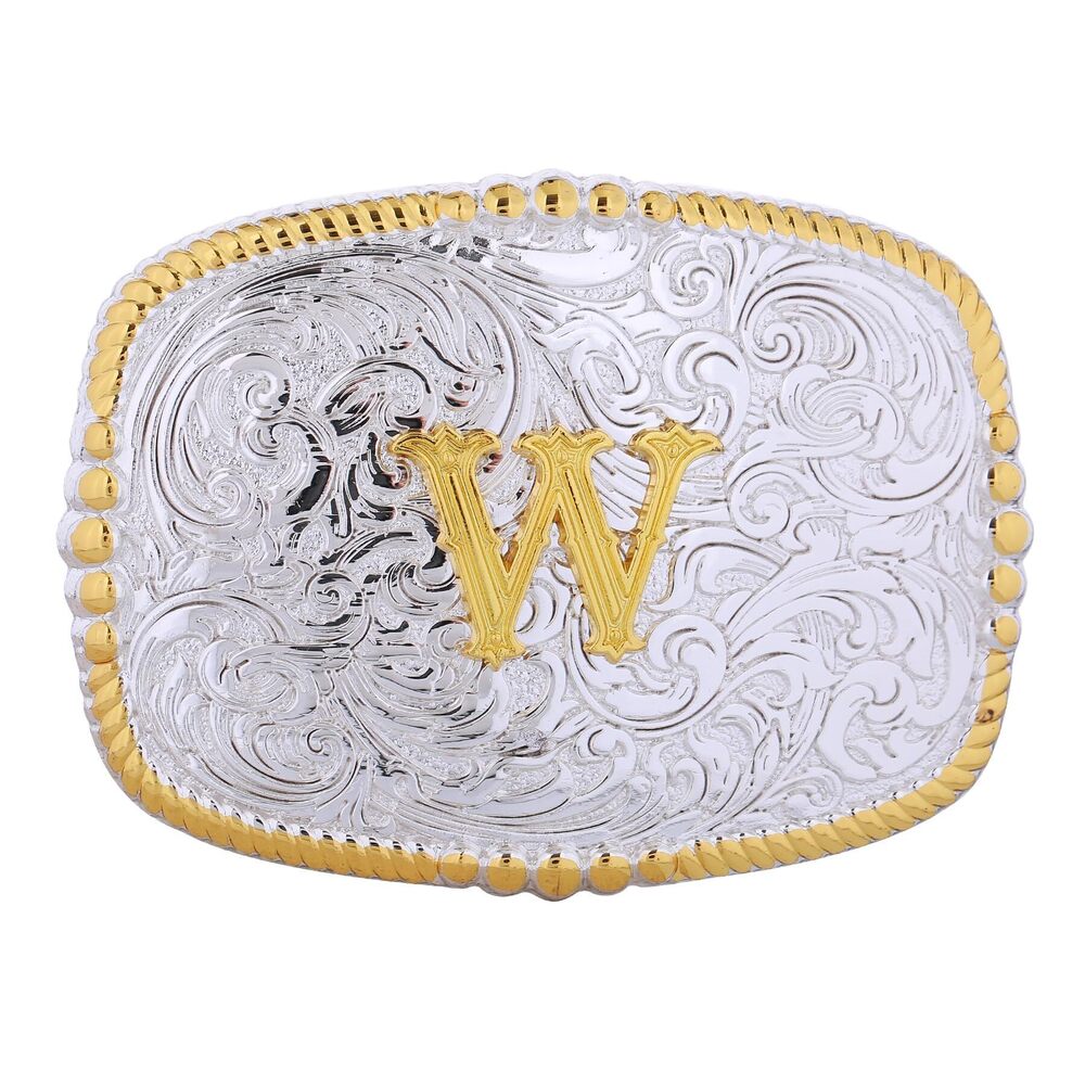 8201 Belt Buckles , Western Cowboy Gold Initial Letters ABCDJMR Belt